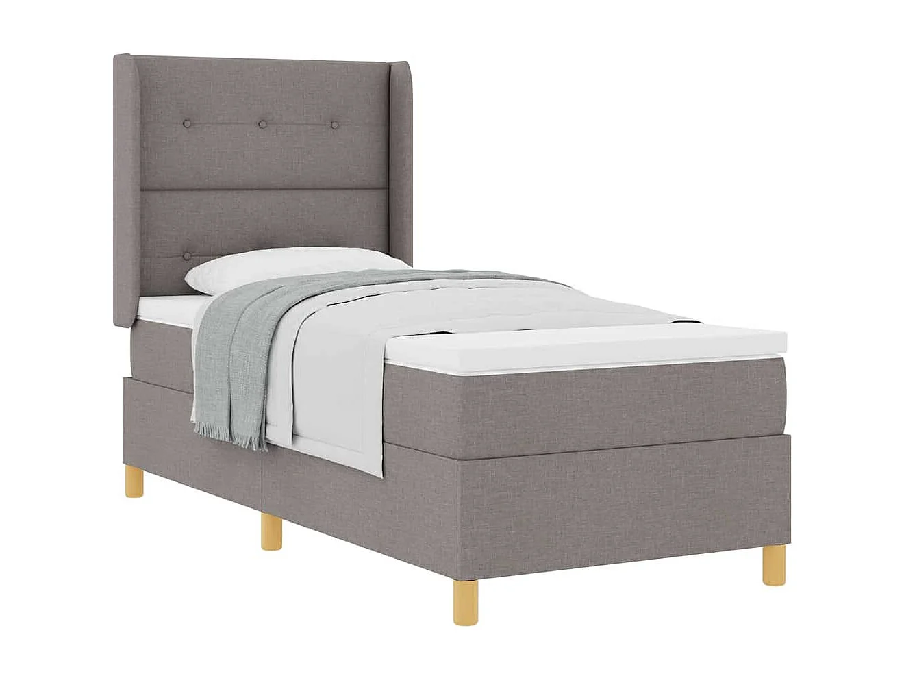 Cama con Somier con colchón con cabecera Taupé 90 x 200 cm tela
