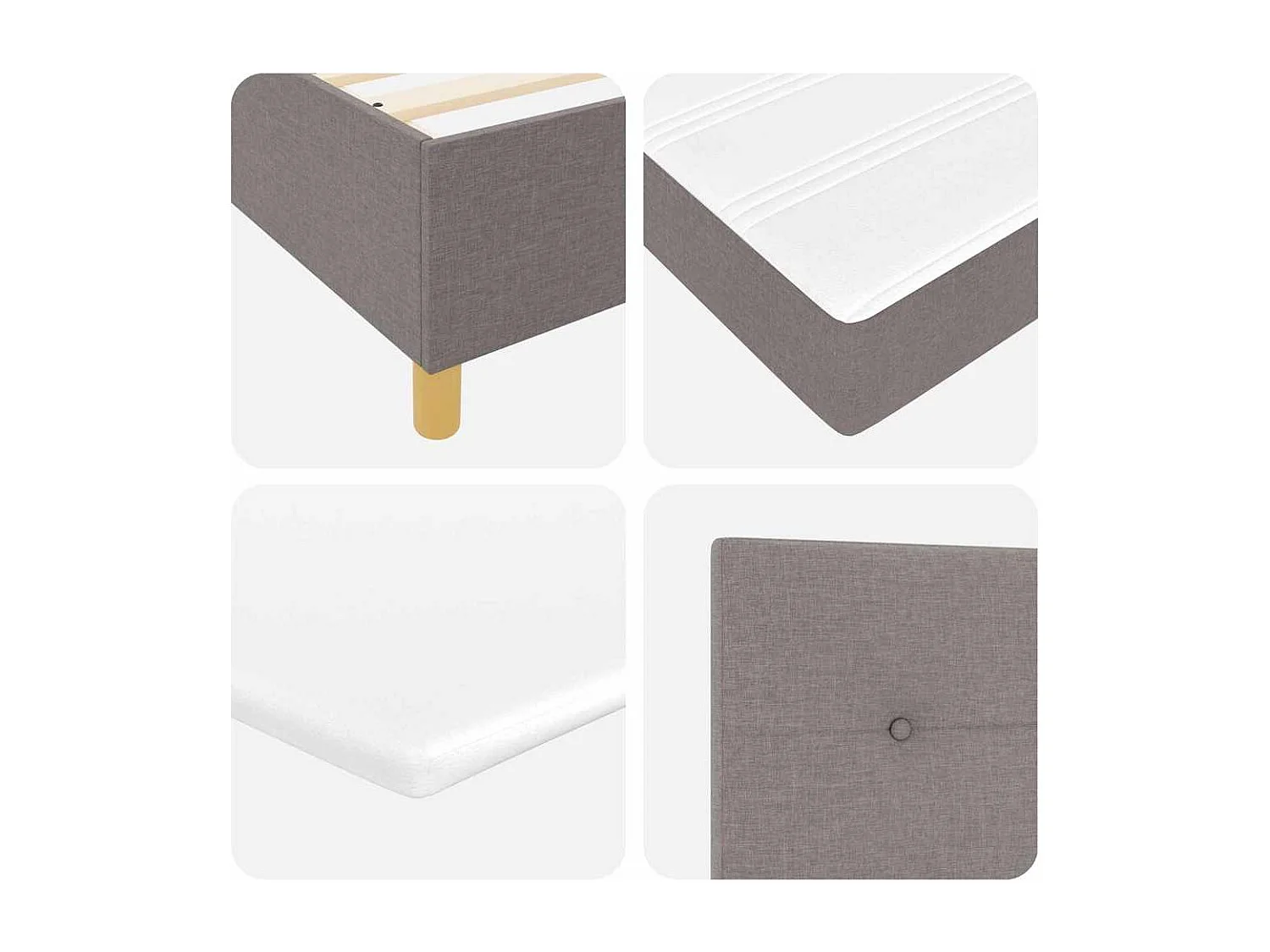 Cama con Somier con colchón con cabecera Taupé 90 x 200 cm tela