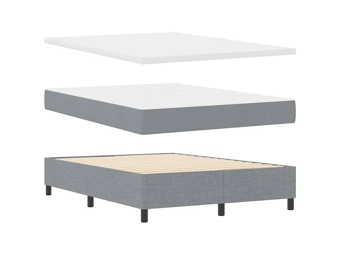 Cadre de lit avec matelas Gris clair 140 x 190 cm tissu
