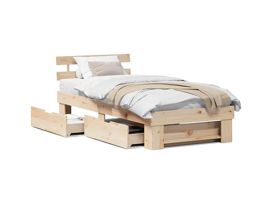 Estructura de cama Marrón 100 x 200 cm Madera maciza de pino