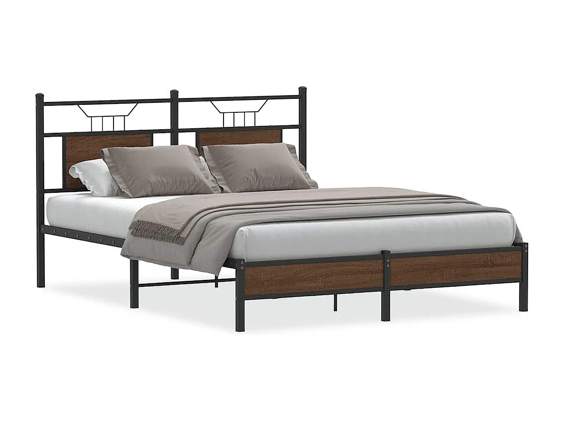 Bedframe zonder matras bewerkt hout bruin eikenkleur 137x190 cm
