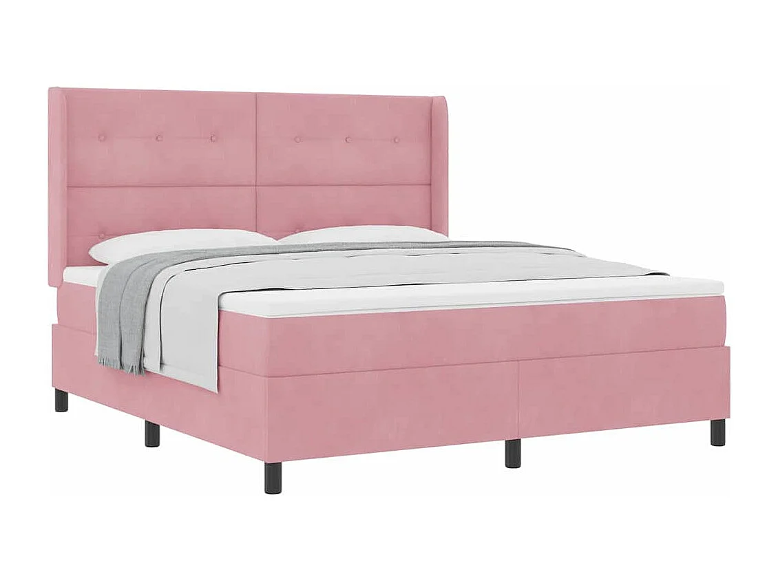 Cadre de lit avec tête de lit Rose 180 x 200 cm Velours