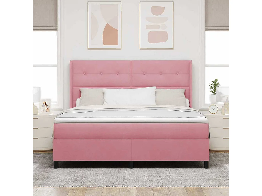 Cadre de lit avec tête de lit Rose 180 x 200 cm Velours