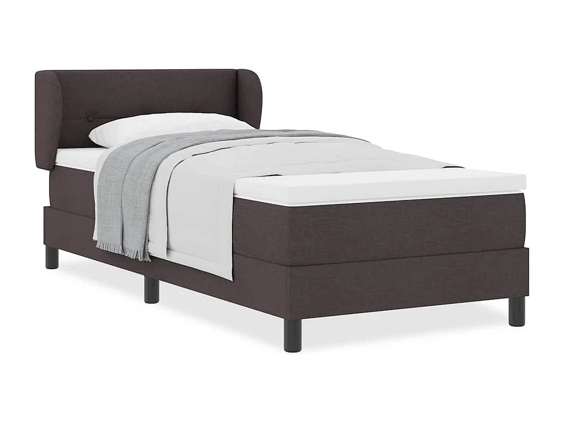 Cama box spring con colchón Marrón oscuro 90 x 190 cm tela