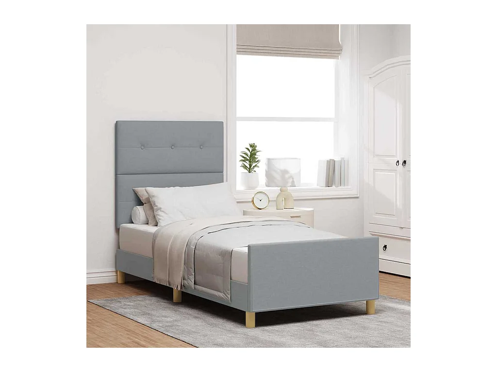 Estructura de cama con cabecera Gris claro 100 x 200 cm tela