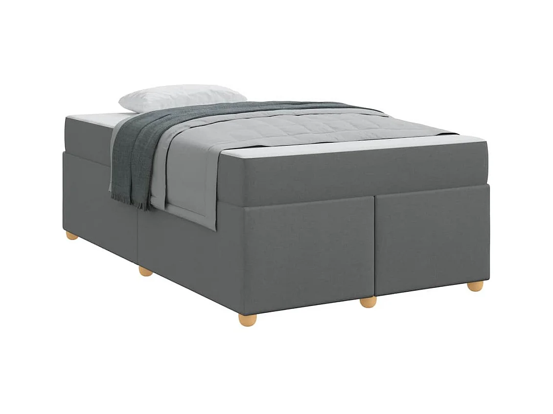 Cadre de lit avec matelas Gris foncé 120 x 200 cm tissu
