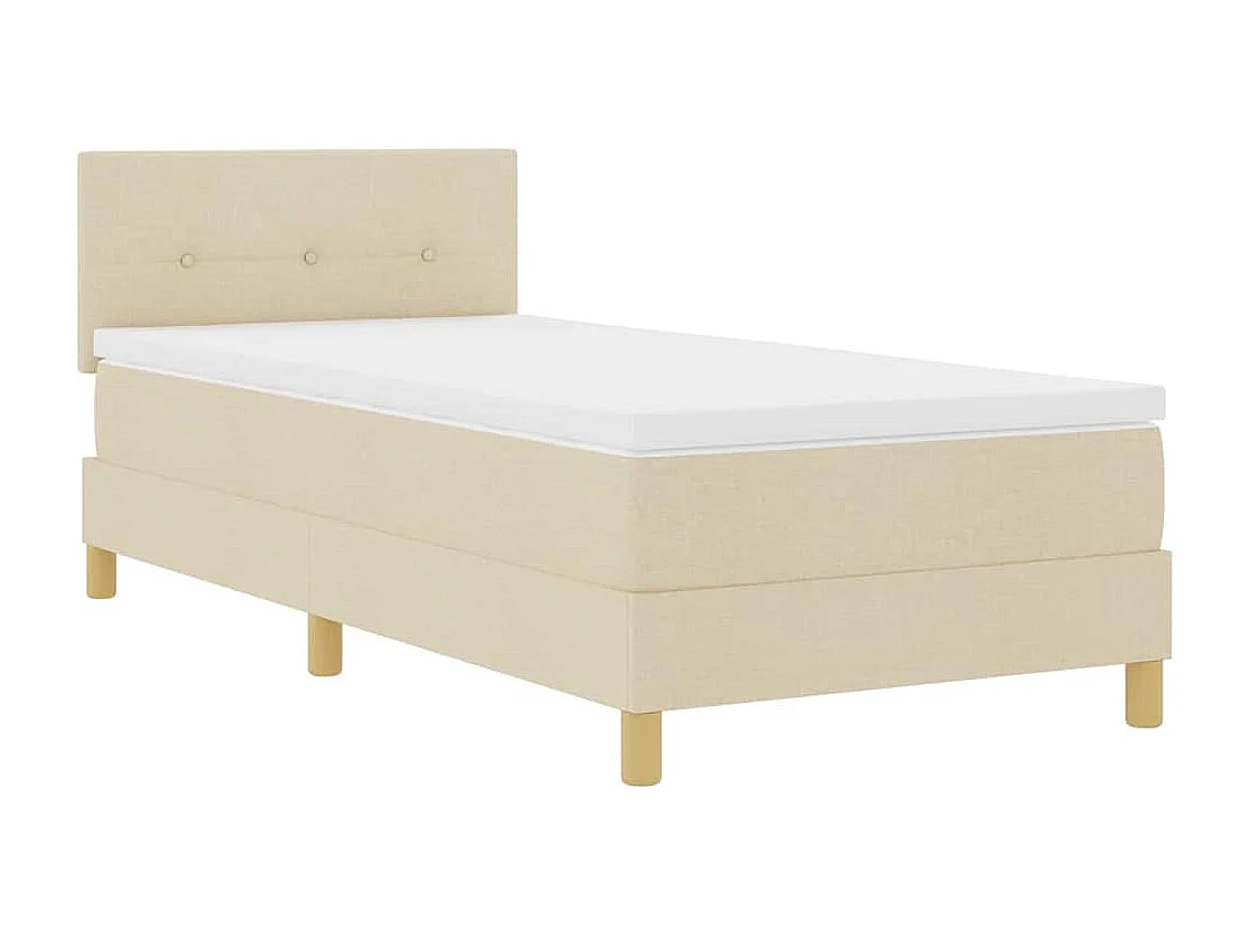 Cadre de lit avec matelas avec matelas Crème 80 x 200 cm tissu
