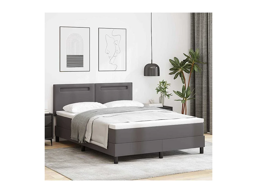 Cadre de lit avec matelas Gris 160 x 200 cm Faux cuir