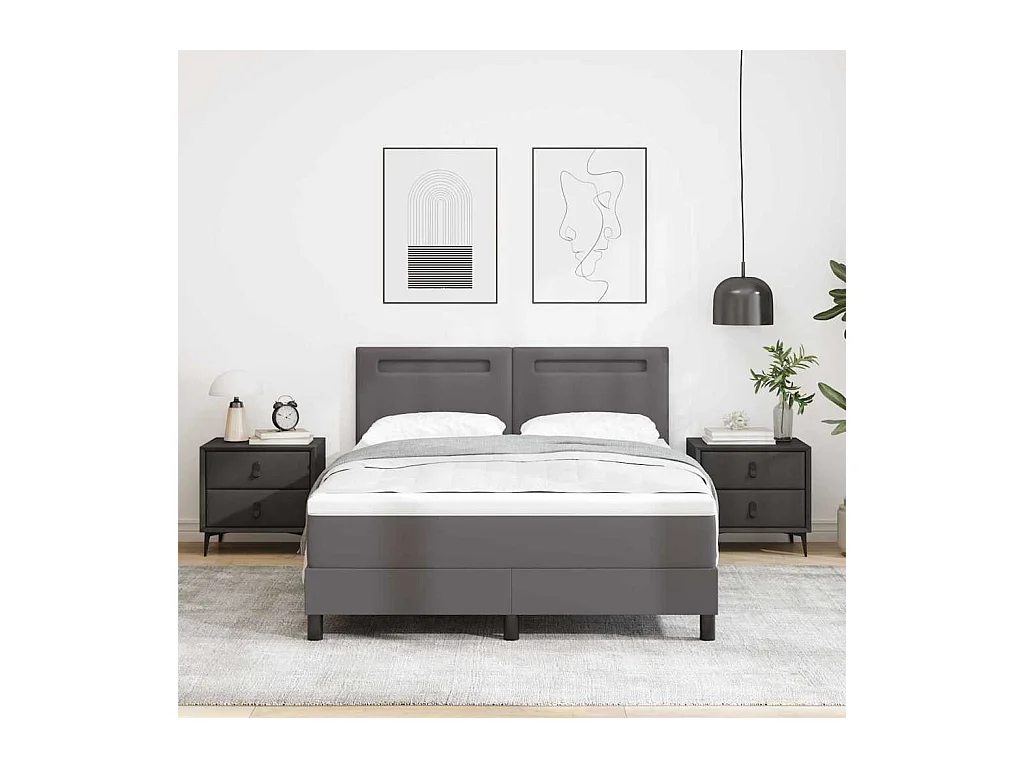 Cadre de lit avec matelas Gris 160 x 200 cm Faux cuir