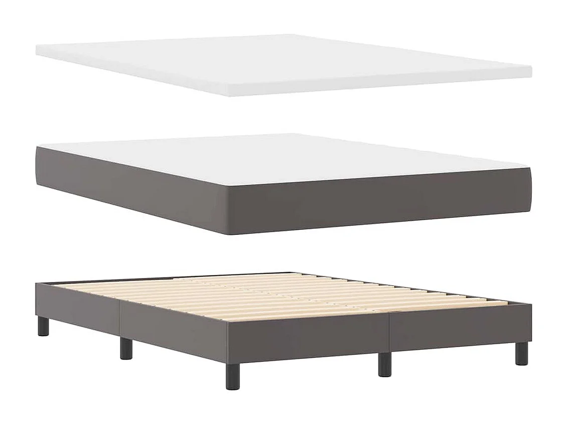 Cadre de lit avec matelas Gris 160 x 200 cm Faux cuir