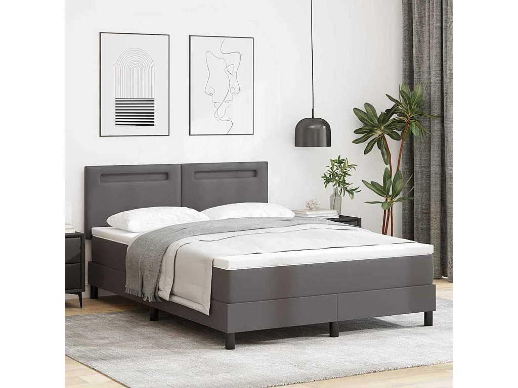 Cadre de lit avec matelas Gris 160 x 200 cm Faux cuir