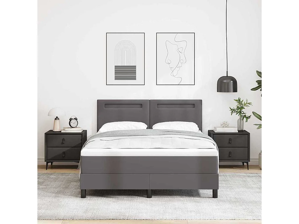 Cadre de lit avec matelas Gris 160 x 200 cm Faux cuir