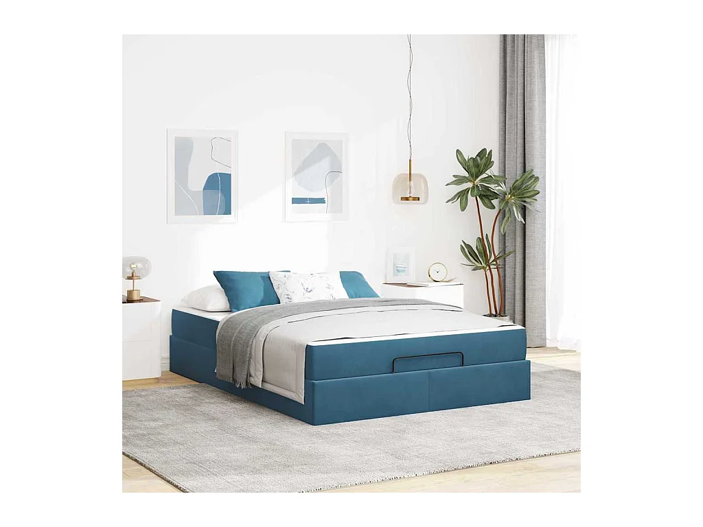 Cadre de lit Bleu 140 x 200 cm Velours