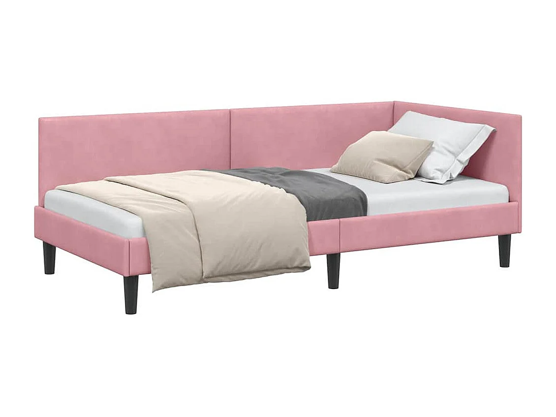 Cadre de lit d'angle Autre avec tête de lit Rose 90 x 200 cm