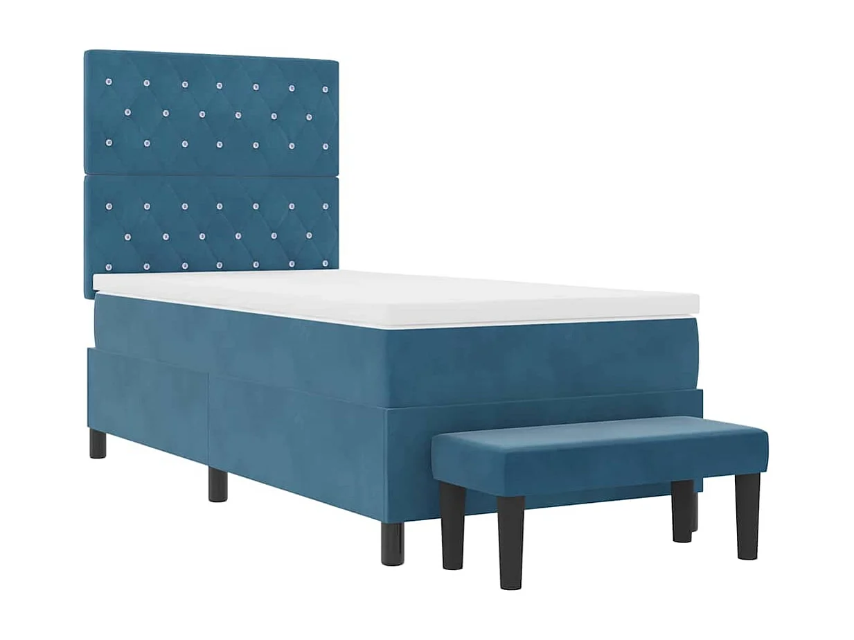 Cama tipo Box Spring Azul oscuro 100 x 200 cm Terciopelo
