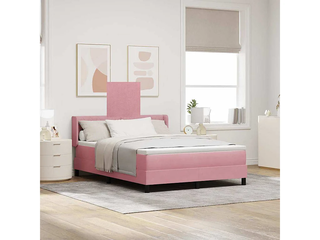 Cadre de lit avec matelas noir 100x200 cm en velours Rose