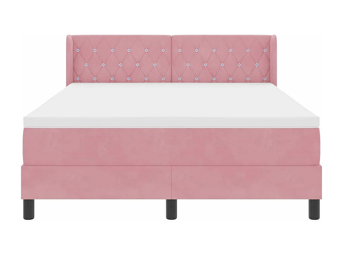 Cadre de lit avec matelas noir 100x200 cm en velours Rose