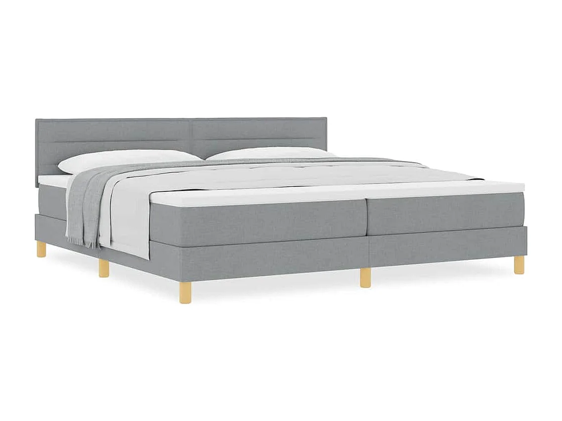Cadre de lit avec matelas Gris clair 200 x 200 cm tissu