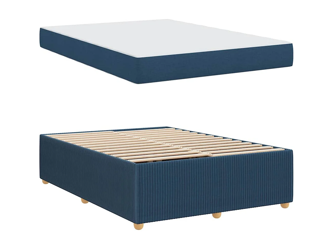 Cadre de lit avec matelas avec matelas Bleu 140 x 200 cm tissu