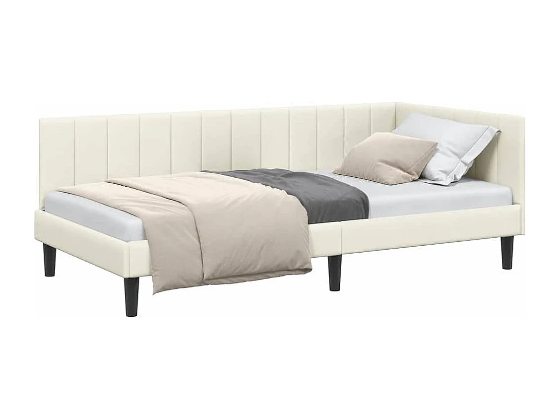 Estructura de cama en esquina Crema 90 x 200 cm Terciopelo