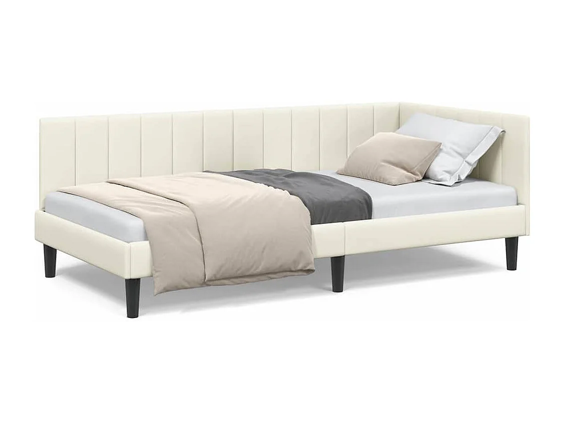 Estructura de cama en esquina Crema 90 x 200 cm Terciopelo