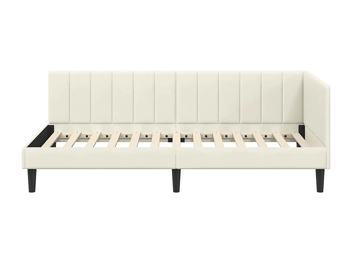 Estructura de cama en esquina Crema 90 x 200 cm Terciopelo