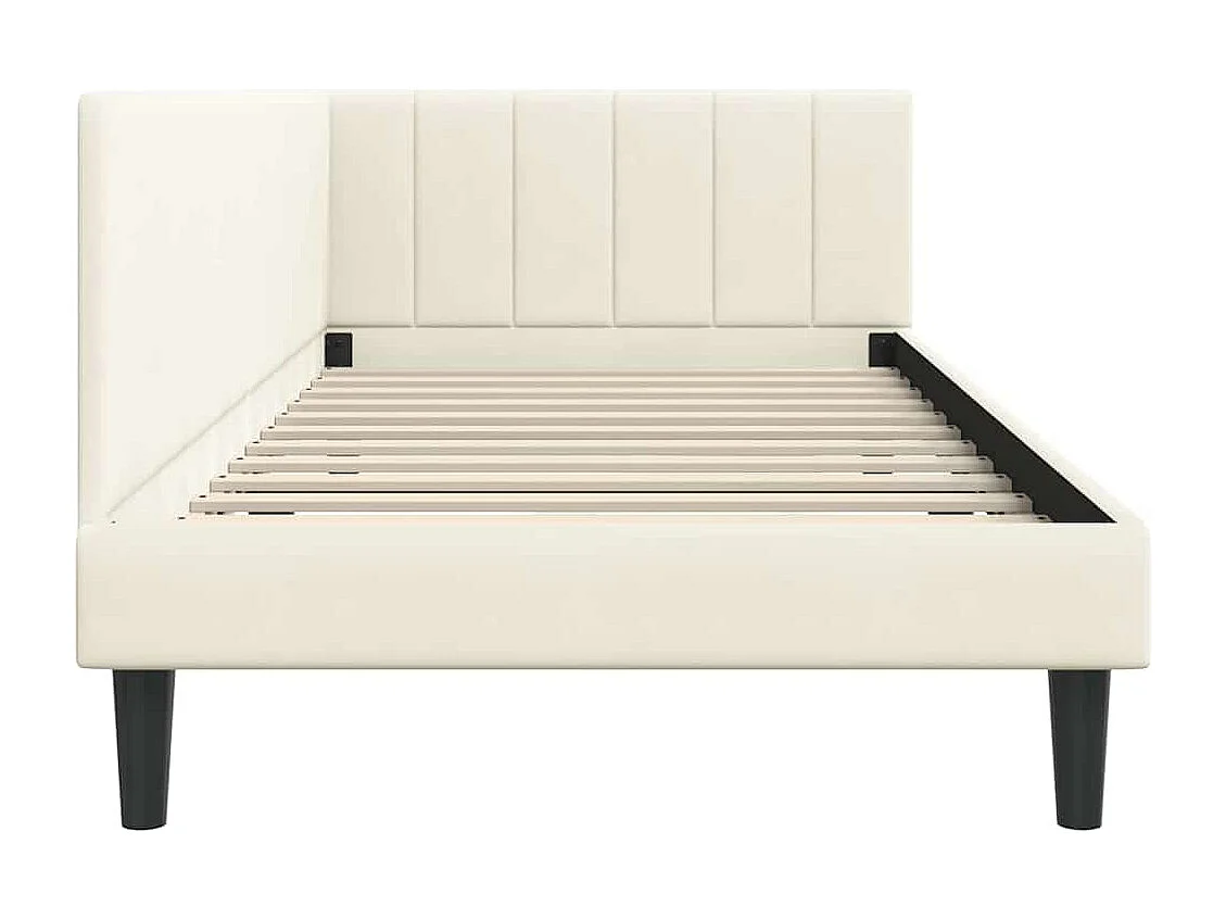 Estructura de cama en esquina Crema 90 x 200 cm Terciopelo