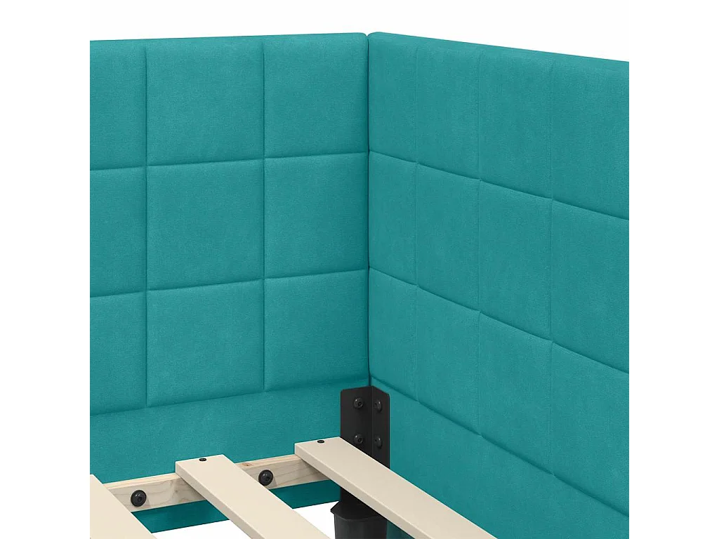 Cadre de lit d'angle Turquoise 90 x 200 cm Velours
