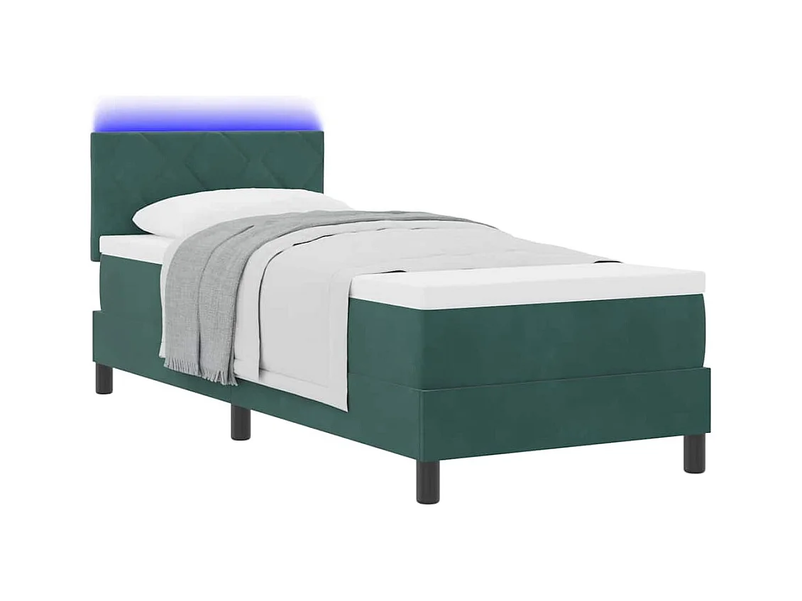 Cadre de lit avec matelas Vert foncé 80 x 200 cm Velours