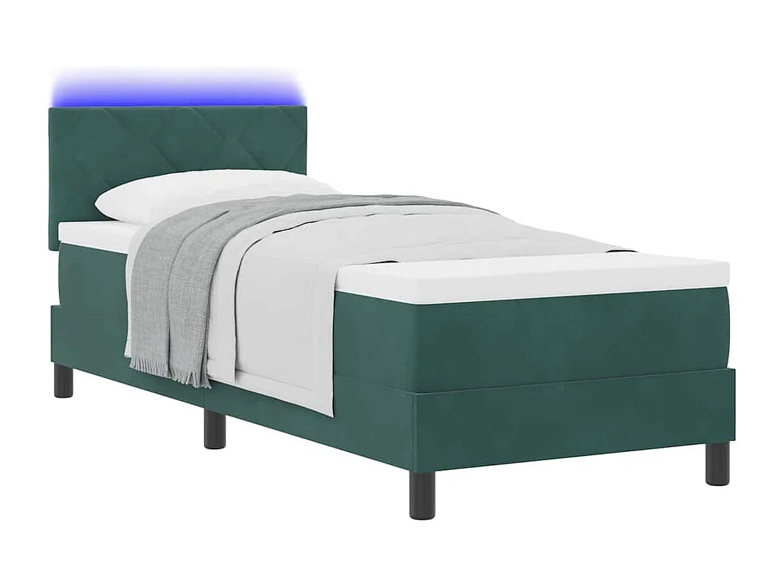 Cama tipo Box Spring Verde oscuro 80 x 200 cm Terciopelo