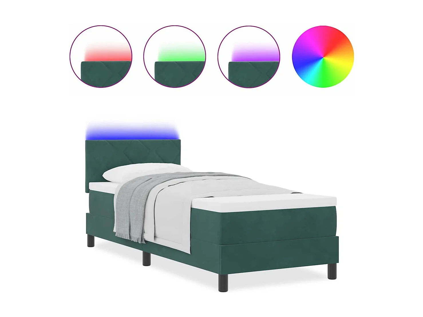 Cama tipo Box Spring Verde oscuro 80 x 200 cm Terciopelo