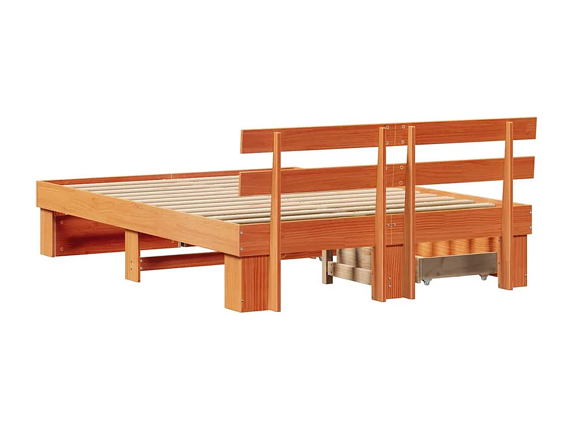 Cadre de lit Marron cire 140 x 200 cm Bois massif en pin