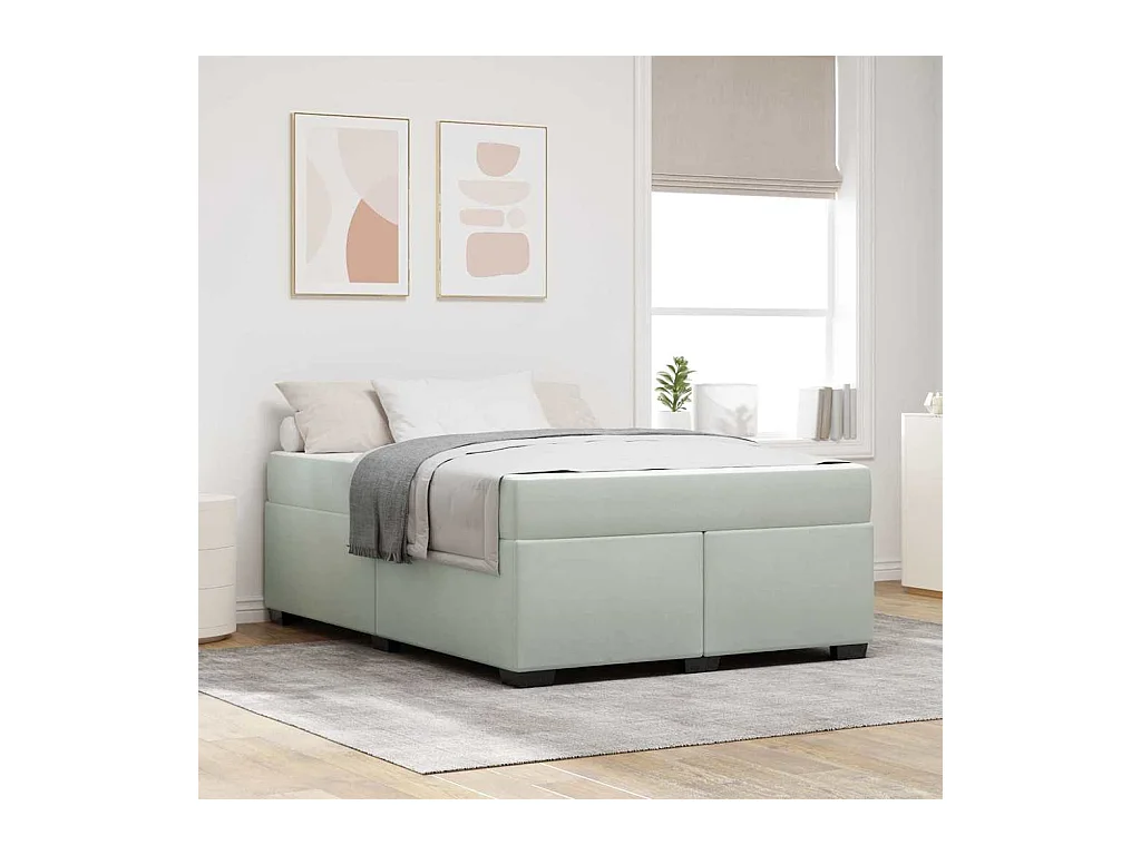 Cadre de lit avec matelas Gris clair 140 x 200 cm Velours