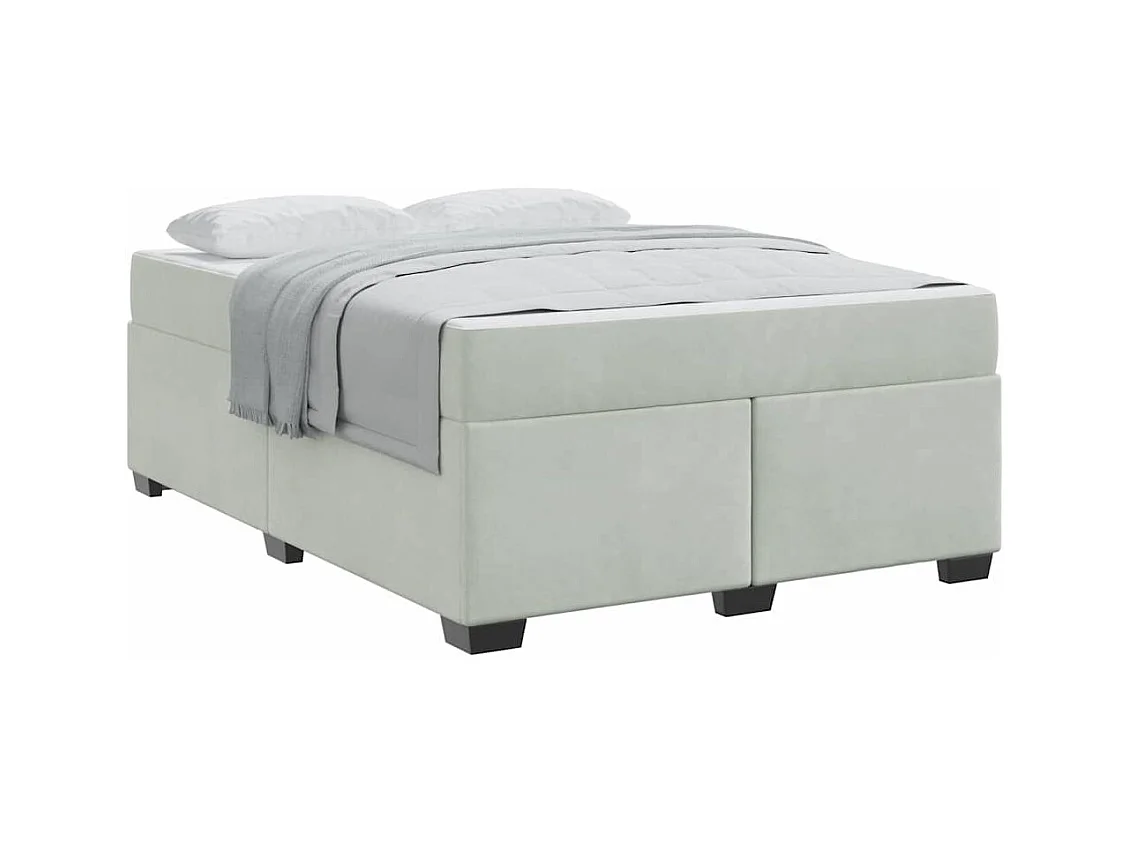 Cadre de lit avec matelas Gris clair 140 x 200 cm Velours