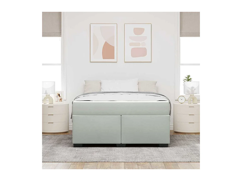 Cadre de lit avec matelas Gris clair 140 x 200 cm Velours