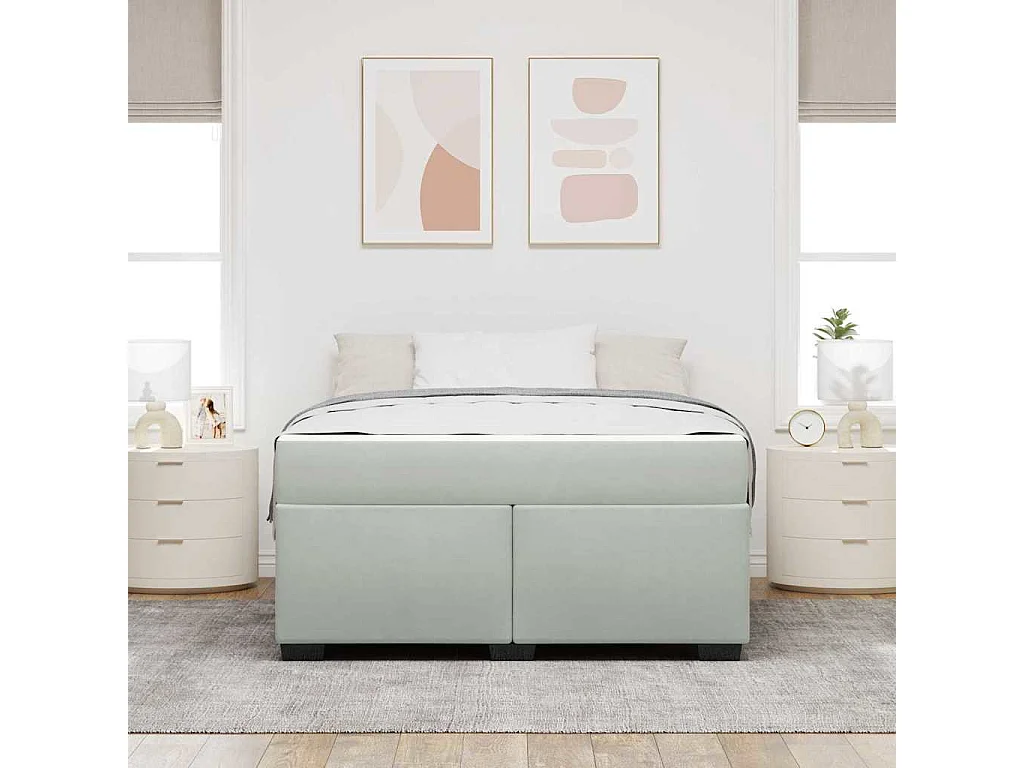 Cadre de lit avec matelas Gris clair 140 x 200 cm Velours