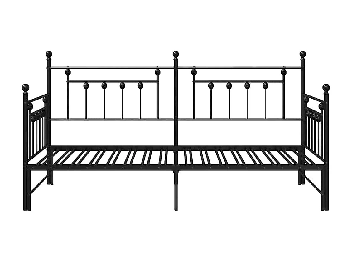 Estrutura de cama de dia com cabeceira Preto 107 x 203 cm Aço