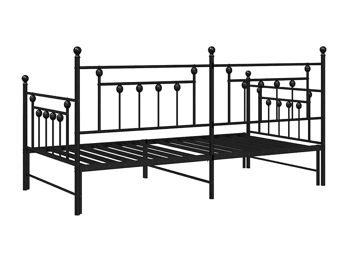 Estrutura de cama de dia com cabeceira Preto 107 x 203 cm Aço