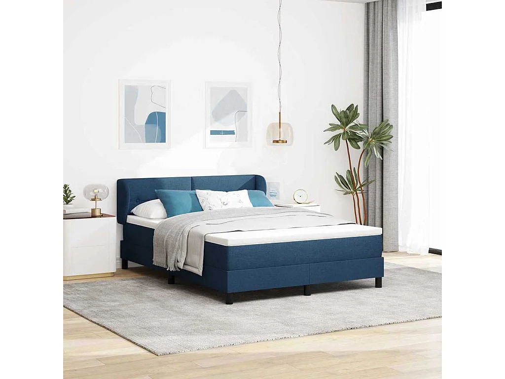 Cama box spring con colchón con colchón Azul 140 x 200 cm tela