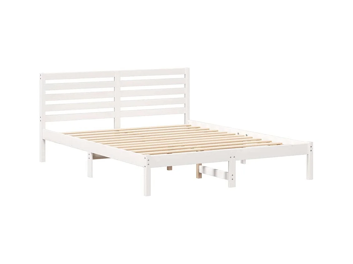Cadre de lit Blanc 140 x 200 cm Bois massif en pin