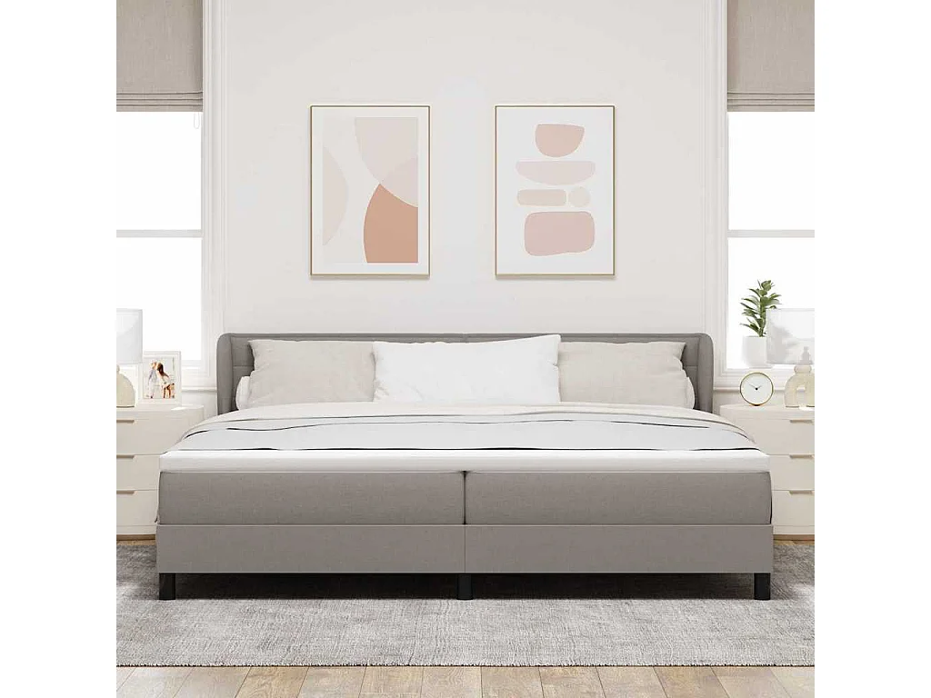 Cadre de lit avec matelas Taupe 200 x 200 cm tissu