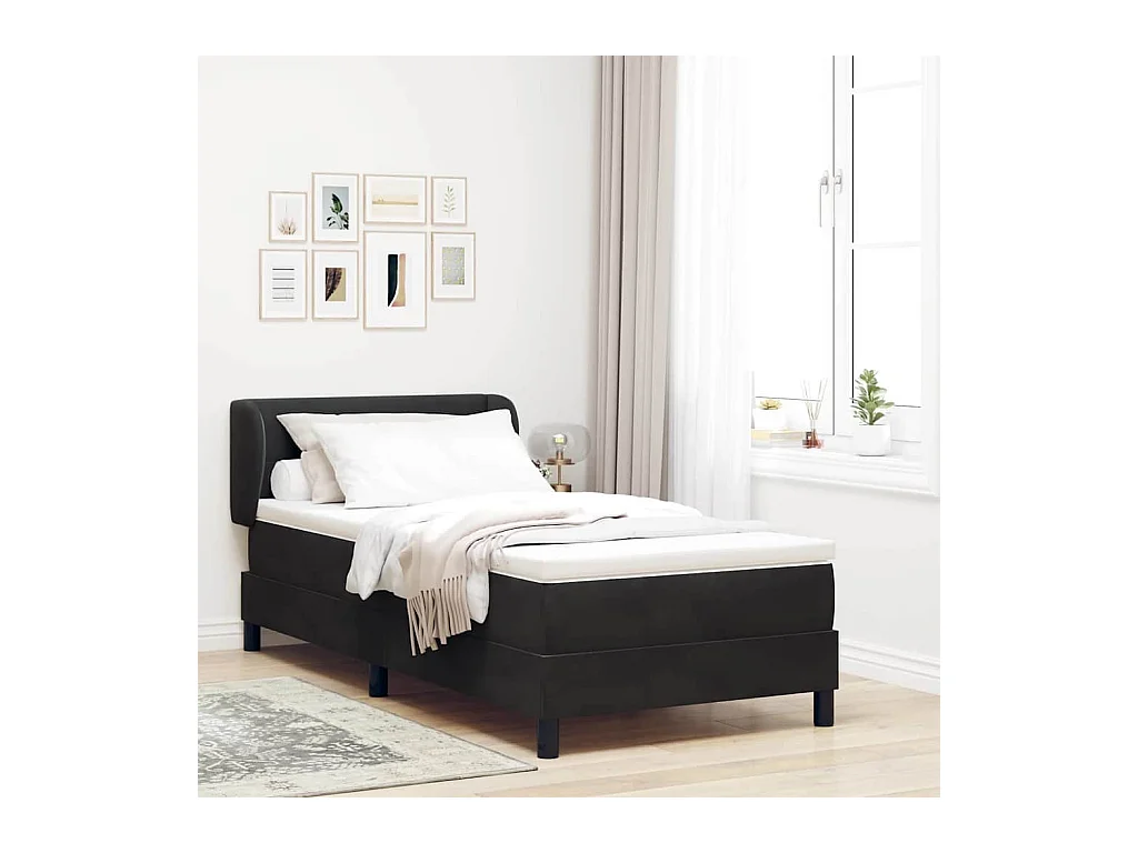 Boxspringbed met Matras Donkergrijs 80x200 cm Fluweel Zwart
