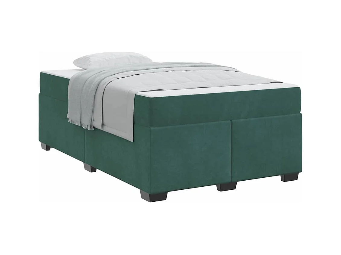 Cadre de lit avec matelas Vert foncé 120 x 200 cm Velours