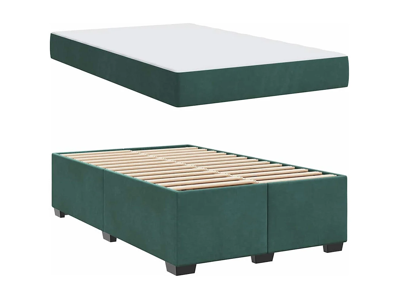 Cadre de lit avec matelas Vert foncé 120 x 200 cm Velours