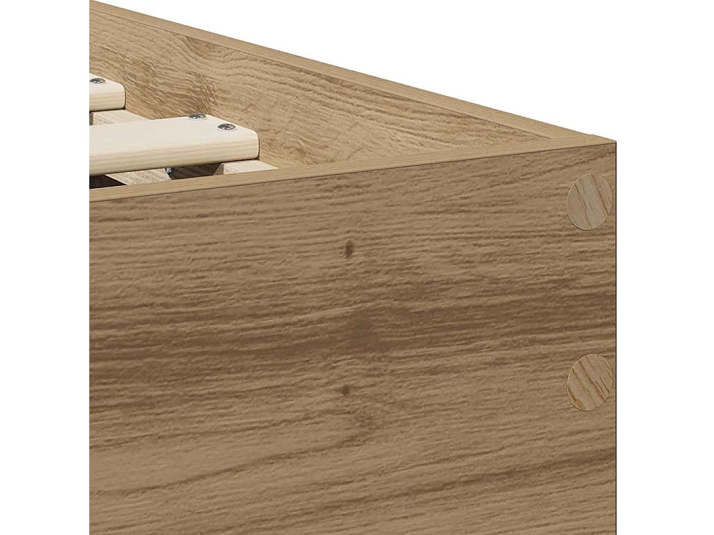 Bedframe artisanaal eikenkleurig 75 x 190 cm Bewerkt hout