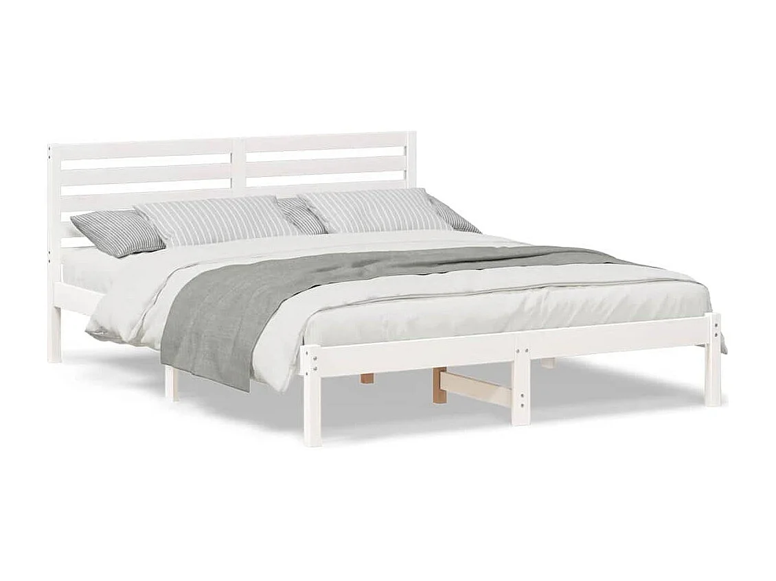Cadre de lit Blanc 160 x 200 cm Bois massif en pin