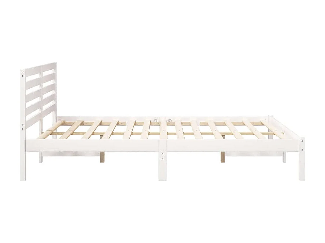 Cadre de lit Blanc 160 x 200 cm Bois massif en pin