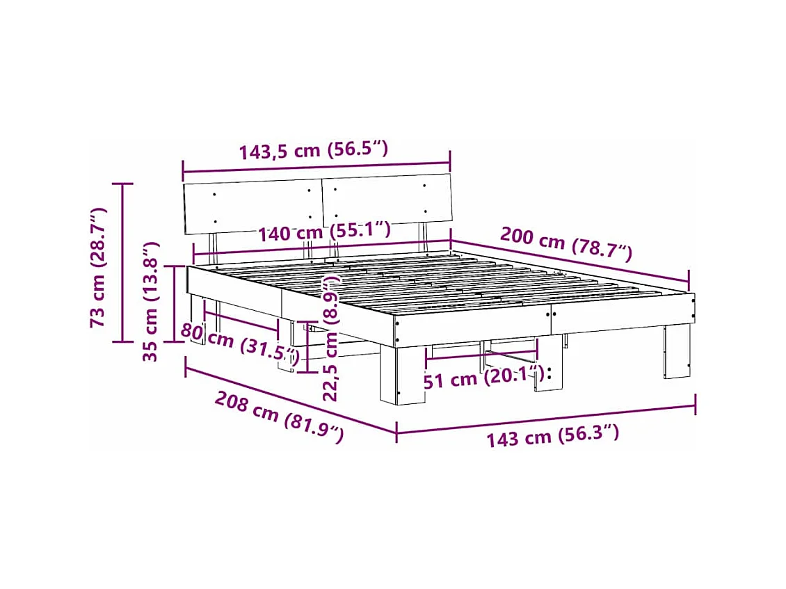 Estructura de cama Blanco 140 x 200 cm Madera maciza de pino