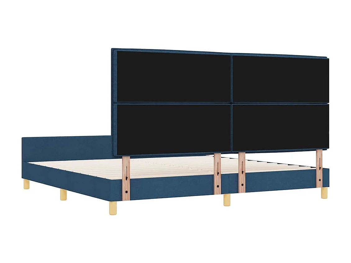 Estructura de cama con cabecera Azul 200 x 200 cm tela