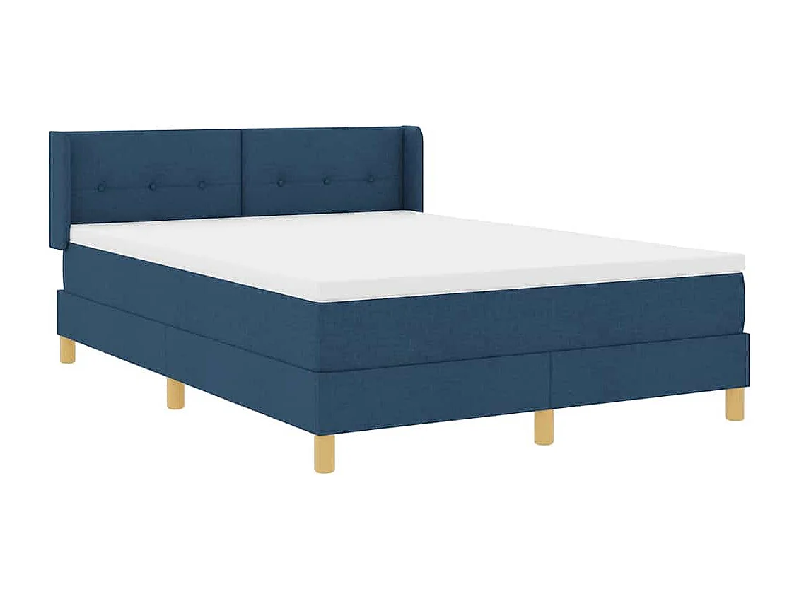 Cadre de lit avec matelas Bleu 140 x 200 cm tissu